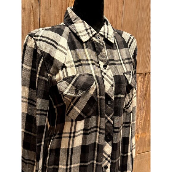 Rails Womens Black & White Plaid Flannel Button-Down Shirt Dress S - Picture 2 of 4
